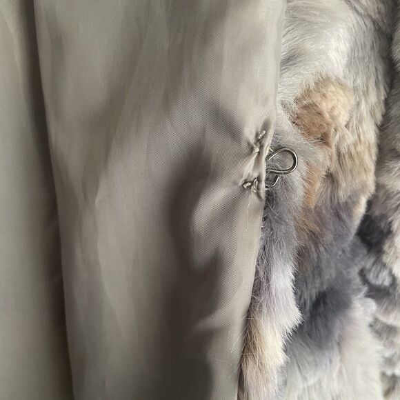 Faux Fur Coat Size M Joh Hook Closure Faux Fur Lilac Gray Cream Brown Fuzzy - Picture 8 of 16